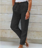 Women's Cotton Linen Fashion Designer S-2XL High Waist Pants