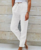 Women's Cotton Linen Fashion Designer S-2XL High Waist Pants