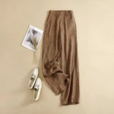 Women's Cotton Linen Fashion Designer Wide Leg Pants