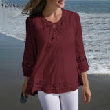 Women's Crochet Lace Blouse Fashion Designer T-Shirts (Plus Size)