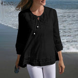 Women's Crochet Lace Blouse Fashion Designer T-Shirts (Plus Size)