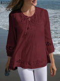 Women's Crochet Lace Blouse Fashion Designer T-Shirts (Plus Size)