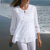 Women's Crochet Lace Blouse Fashion Designer T-Shirts (Plus Size)