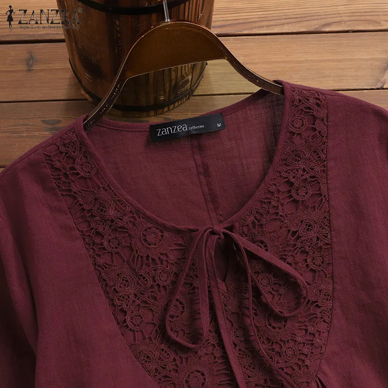 Women's Crochet Lace Blouse Fashion Designer T-Shirts (Plus Size)