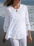 Women's Crochet Lace Blouse Fashion Designer T-Shirts (Plus Size)