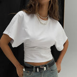 Women's Crop Loose S-L Top Ruched Fashion Designer T-Shirts