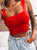 Women's Crop Top Fashion Ribbed Heart Designer XS-L Singlets-Women's Tops Fashion Designer Singlets-Red-Women's fashion designer plus size clothes