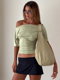 Women's Crop Top Fashion Designer Off Shoulder Ruched T-Shirts