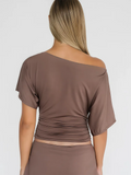 Women's Crop Top Fashion Designer Off Shoulder Ruched T-Shirts