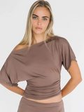 Women's Crop Top Fashion Designer Off Shoulder Ruched T-Shirts