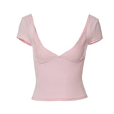 Women's Crop Tops Fashion V-neck Designer T-Shirts-Women's Tops Fashion Designer T-Shirts / Blouses