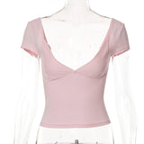 Women's Crop Tops Fashion V-neck Designer T-Shirts-Women's Tops Fashion Designer T-Shirts / Blouses