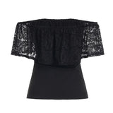Women's Crop Tops Off Shoulder Lace S-L Fashion Designer T-Shirts