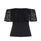 Women's Crop Tops Off Shoulder Lace S-L Fashion Designer T-Shirts
