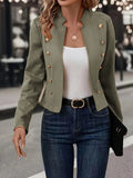 Women's Cropped Double Breasted Blazer Fashion Designer S-XL Jackets-Women's Fashion Designer Jackets-army green-Women&#x27;s fashion designer plus size clothes