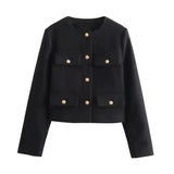 Women's Cropped O Neck Tops Fashion Designer Jackets-Women's Fashion Designer Jackets