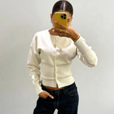 Women's Cropped Tops Fashion Designer Ribbed Knitted S-L Cardigans-Women's Fashion Designer Jerseys Tops-International Women's Clothing