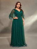 Women's Cross Pleats Irregular Fashion Designer Long Dresses (Plus Size)