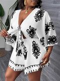 Women's Deep V Neck 2-3XL Wide-Leg Fashion Designer Jumpsuits (Plus Size)