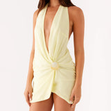 Women's Deep V-neck Fashion Designer Mini S-L Dresses (Short)