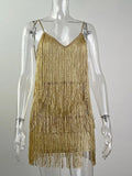 Women's Deep V Neck Tassels Fashion Designer Bandage Dresses (Short)