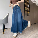 Women's Denim Fashion Designer 3-6XL Long Skirts (Plus Size)-Women's Fashion Designer Plus Size Skirts