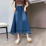 Women's Denim Fashion Designer 3-6XL Long Skirts (Plus Size)-Women's Fashion Designer Plus Size Skirts