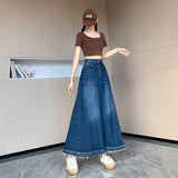 Women's Denim Fashion Designer 3-6XL Long Skirts (Plus Size)-Women's Fashion Designer Plus Size Skirts