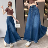 Women's Denim Fashion Designer 3-6XL Long Skirts (Plus Size)