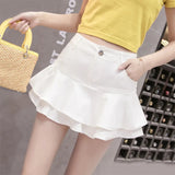 Women's Denim Fashion Designer Ruffled Trim Mini Skirts (Short)-Women's Fashion Designer Skirts
