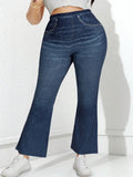 Women's Denim Look 1-6XL Fashion Designer Jeggings Pants (Plus Size)