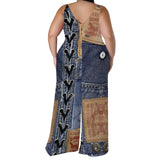 Women's Denim Print Wide Leg Pants S-2XL Fashion Designer Jumpsuits