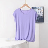 Women's Designer Blouse 3-8XL Modal Fashion Designer T-Shirts (Plus Size)-Women's Tops Fashion Designer Plus Size T-Shirts / Blouses-lightpurple-Women&#x27;s fashion designer plus size clothes