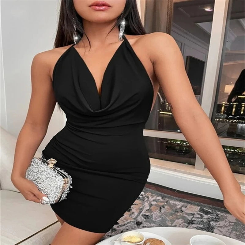 Women's Designer Bodycon Halter Neck Fashion Dresses (Short) International Women's Clothing Women's Designer Bodycon Halter Neck Fashion Dresses (Short) International Women's Clothing