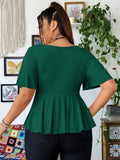 Women's Designer Elastic Waist Tops Blouse 1-6XL Fashion T-Shirts (Plus Size)-Women's Tops Fashion Designer Plus Size T-Shirts / Blouses-International Women's Clothing
