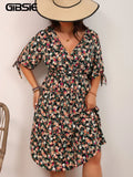 Women's Designer Fashion 1-4XL V Neck Floral Dresses (Plus Size)