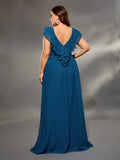 Women's Designer Fashion 2-4XL Lotus Sleeve Chiffon Long Dresses (Plus Size)