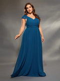 Women's Designer Fashion 2-4XL Lotus Sleeve Chiffon Long Dresses (Plus Size)