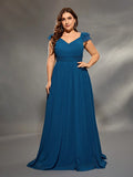 Women's Designer Fashion 2-4XL Lotus Sleeve Chiffon Long Dresses (Plus Size)