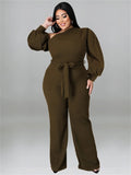 Women's Designer Fashion 5XL Puffed Sleeved Rompers Jumpsuits (Plus Size)-Women's Plus Size Fashion Designer Rompers / Jumpsuits