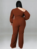 Women's Designer Fashion 5XL Puffed Sleeved Rompers Jumpsuits (Plus Size)-Women's Plus Size Fashion Designer Rompers / Jumpsuits