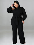 Women's Designer Fashion 5XL Puffed Sleeved Rompers Jumpsuits (Plus Size)-Women's Plus Size Fashion Designer Rompers / Jumpsuits