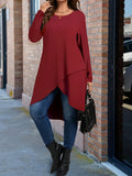 Women's Designer Fashion 2-5XL Asymmetrical Long-Sleeve Tops (Plus Size)-Women's Fashion Designer Plus Size Long-Sleeve Tops-International Women's Clothing