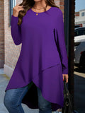 Women's Designer Fashion Asymmetrical 2-5XL Long-Sleeve Tops (Plus Size)