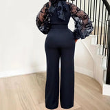 Women's Designer Fashion S-3XL Lace Sleeves Rompers Jumpsuits (Plus Size)