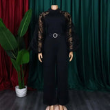 Women's Designer Fashion S-3XL Lace Sleeves Rompers Jumpsuits (Plus Size)