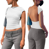 Women's Backless Crop Tops Fashion Designer S-L T-Shirts-Women's Tops Fashion Designer T-Shirts / Blouses-Women&#x27;s fashion designer plus size clothes