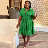 Women's Designer Fashion 1-5XL Shirt Ruffled Dresses (Plus Size)-Women's Fashion Designer Plus Size Dresses-International Women's Clothing