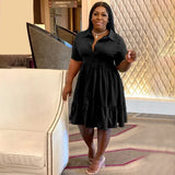 Women's Designer Fashion 1-5XL Shirt Ruffled Dresses (Plus Size)-Women's Fashion Designer Plus Size Dresses-International Women's Clothing