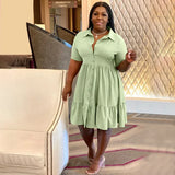 Women's Designer Fashion 1-5XL Shirt Ruffled Dresses (Plus Size)-Women's Fashion Designer Plus Size Dresses-International Women's Clothing